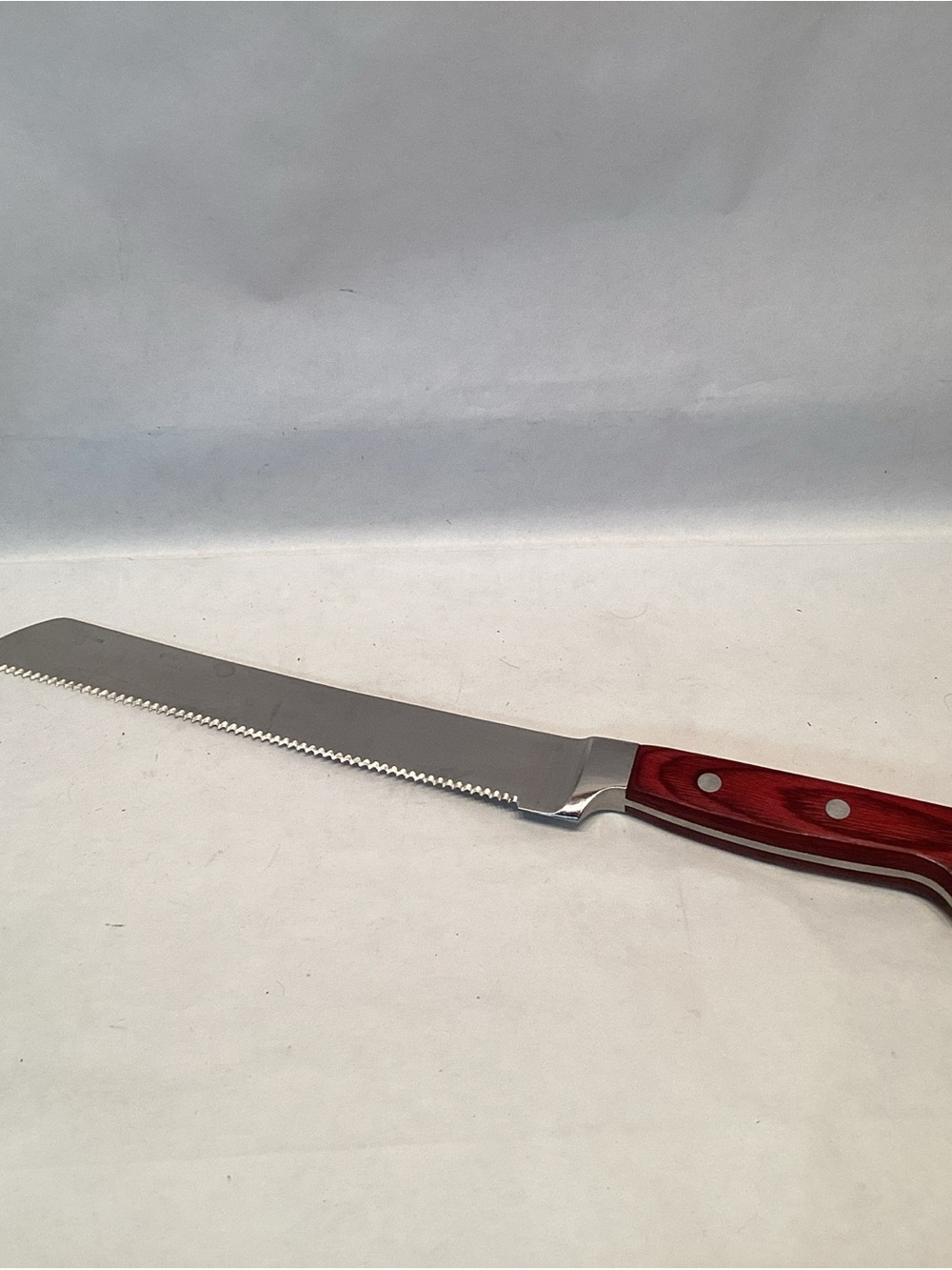 Bread Knife Serrated Full Tang Wood Handle 13.5” Excellent Condition
